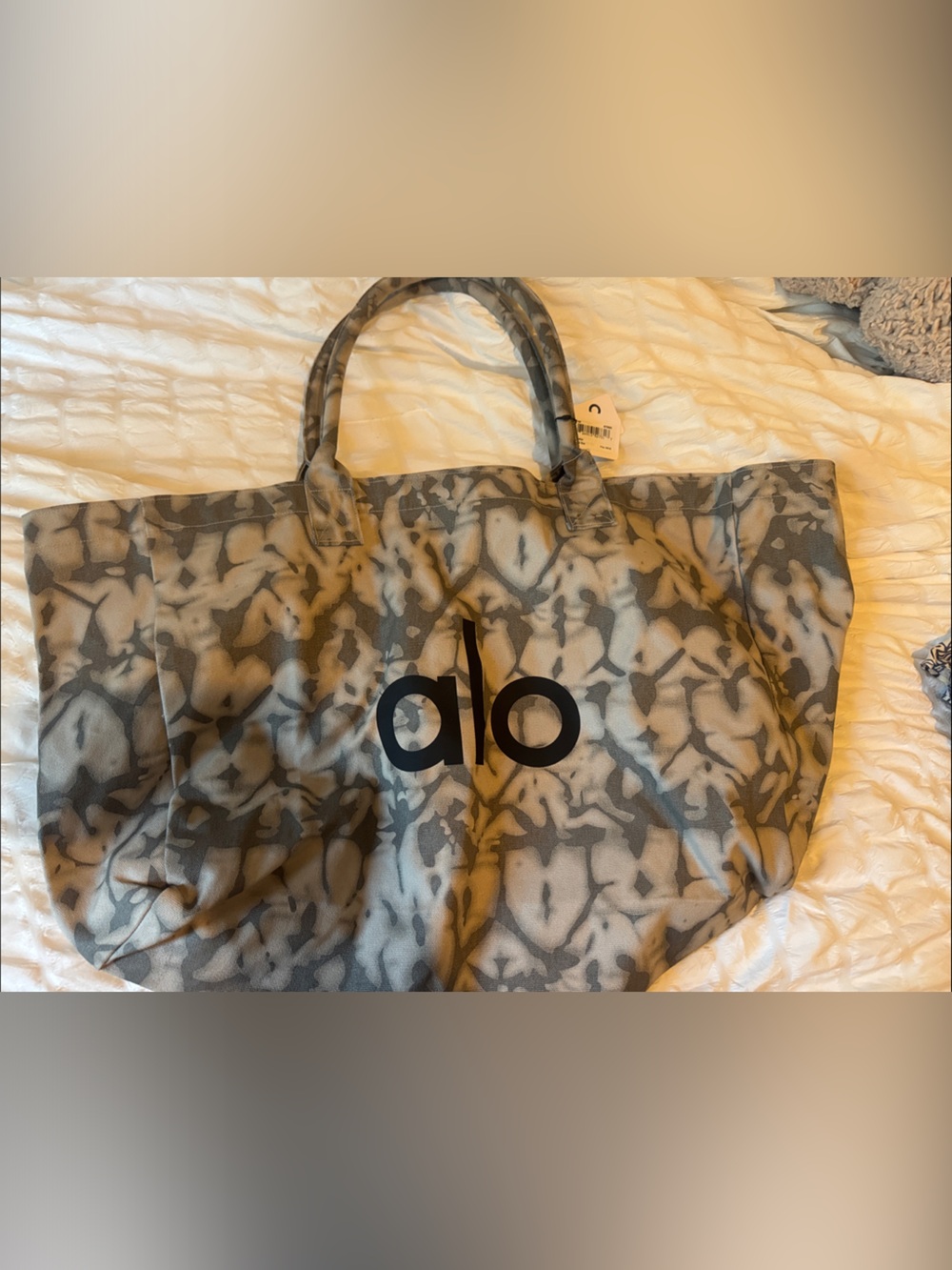ALO Yoga Gray Camo Tote with Black Logo